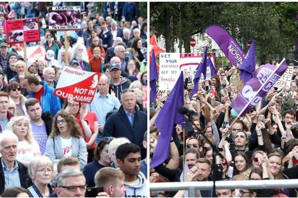 Opposing abortion rallies were held in Belfast on Saturday. Photo by Declan Roughan / Press Eye.