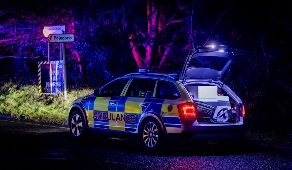 Emergency services deal with a one vehicle RTC on the Colinglen Road in west Belfast on December 25th 2024 (Photo by Kevin Scott)
