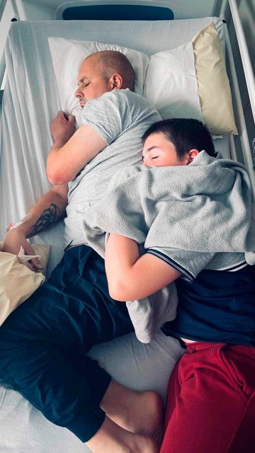 Gareth in hospital alongside one of his sons