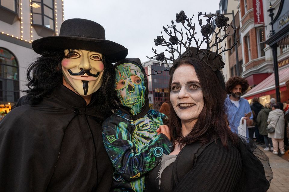 Dermot and Donna Donaghy with six years old Tiernan at Derry’s Annual Halloween Festival. Picture: Martin McKeown