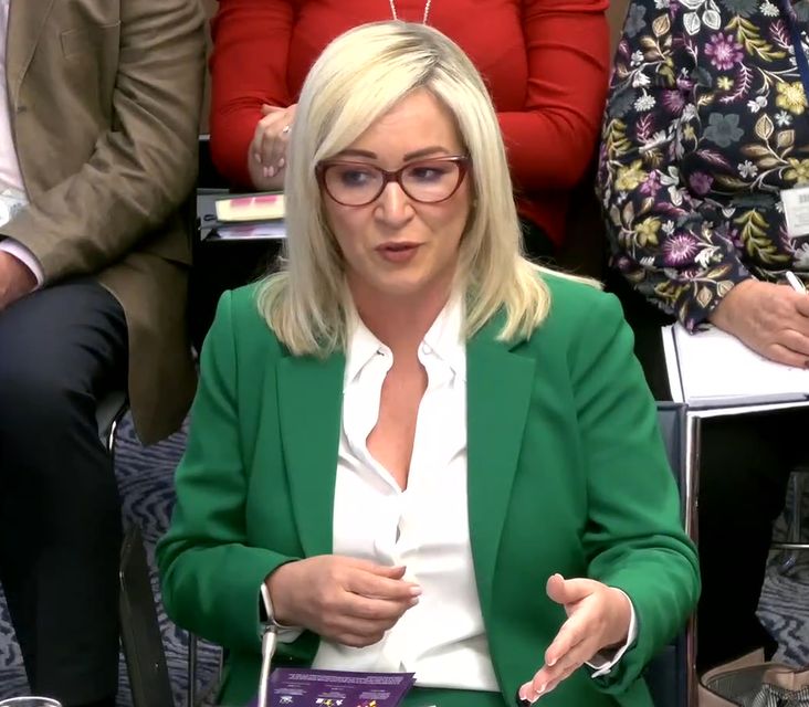 Stormont First Minister Michelle O’Neill apologised for the hurt and distress caused by the press officers’ actions (NI Assembly Broadcasting/PA)