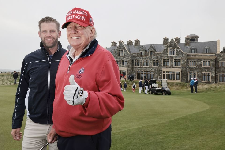 President Donald Trump with his son Eric at Trump International in Doonbeg, Co Clare. Picture By David Conachy.