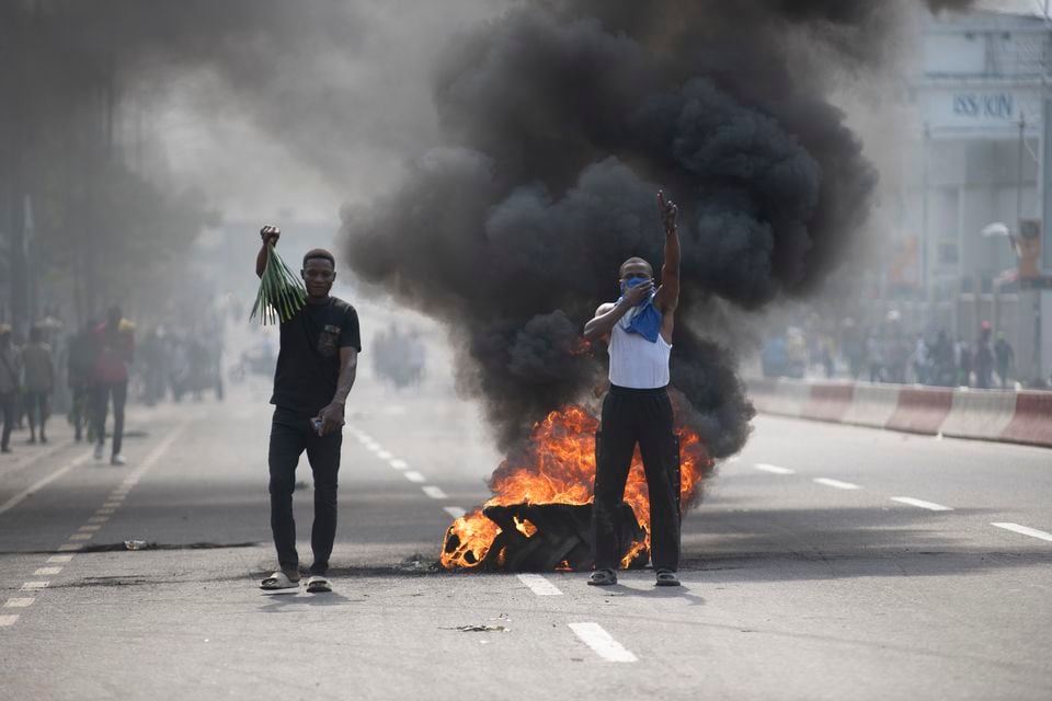 Hospitals are overwhelmed as hundreds of thousands flee gunfire and shelling (Samy Ntumba Shambuyi/AP)