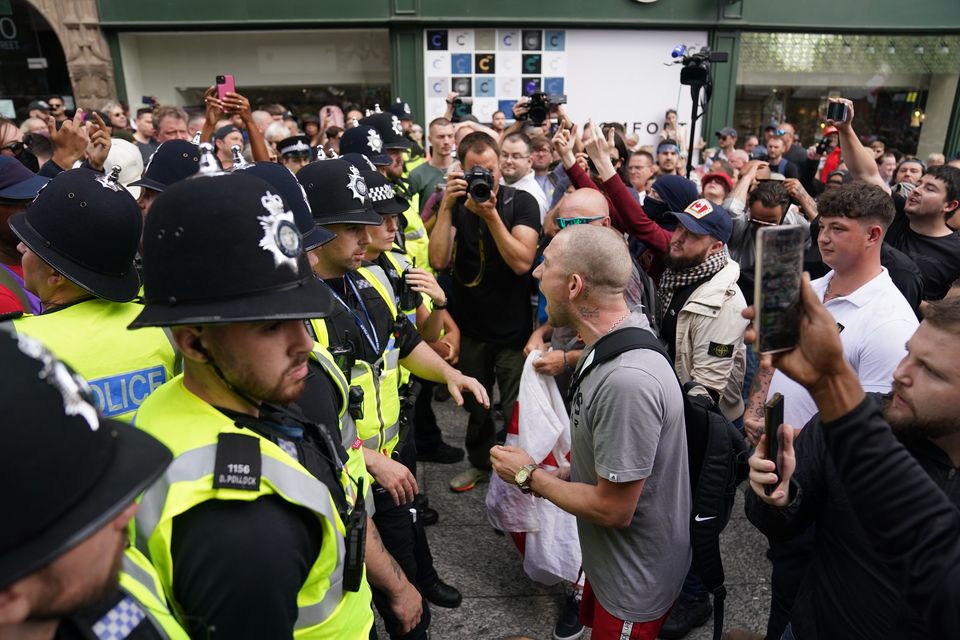 The incident occurred during a protest in Nottingham on August 3 (Jacob King/PA)