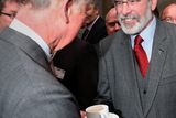 thumbnail: The Prince of Wales (left) shakes hands with Sinn Fein president Gerry Adams at the National University of Ireland in Galway, Ireland.