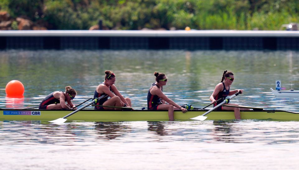 Great Britain's Helen Glover, Esme Booth, Sam Redgrave and Rebecca Shorten after claiming silver in the Women's Rowing Four