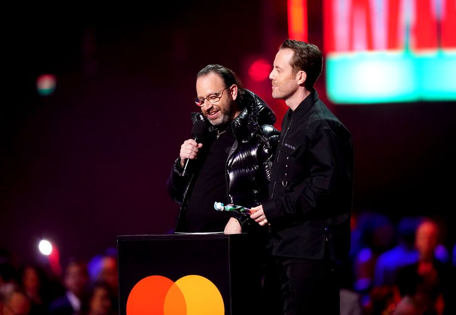 Chase and Status on stage after winning the Producer of the Year award during the Brit Awards 2024 (James Manning/PA)