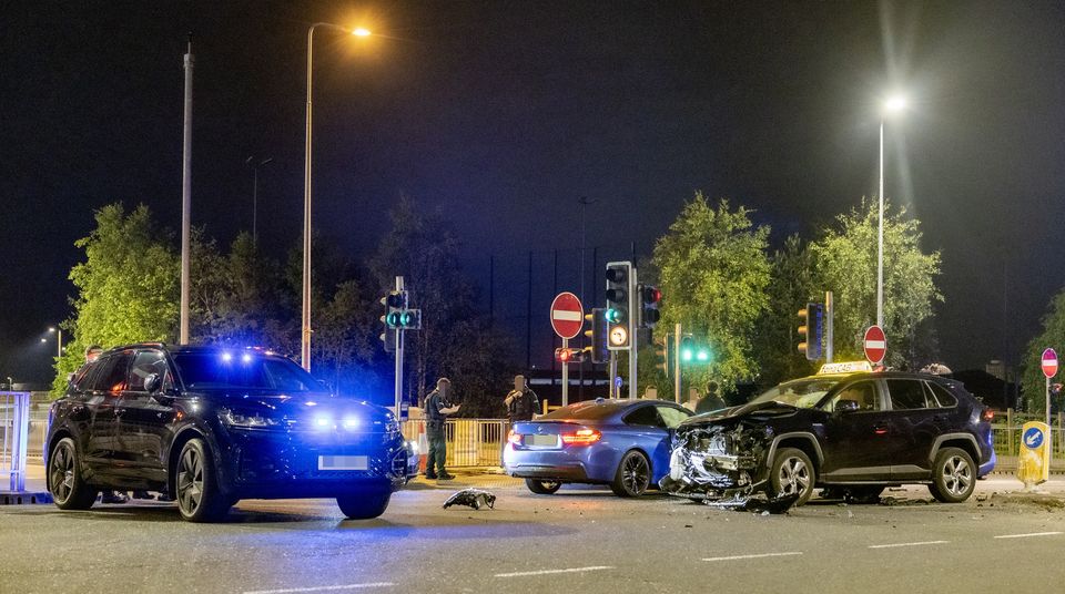 Police deal with a three car collision on Grosvenor Road in west Belfast on May 7th 2025 (Photo by Kevin Scott)