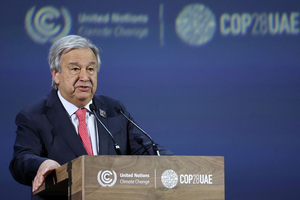 UN secretary general Antonio Guterres said He said already people were suffering from monster hurricanes, biblical floods and record heat (PA)