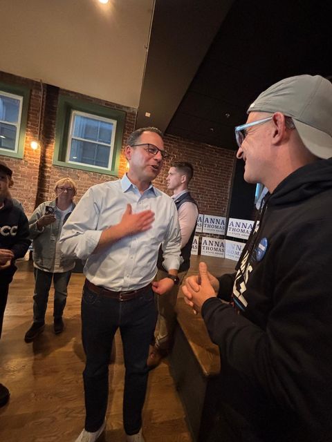 Dan Glatman met governor Josh Shapiro while campaigning in Pennsylvania (Dan Glatman/PA)