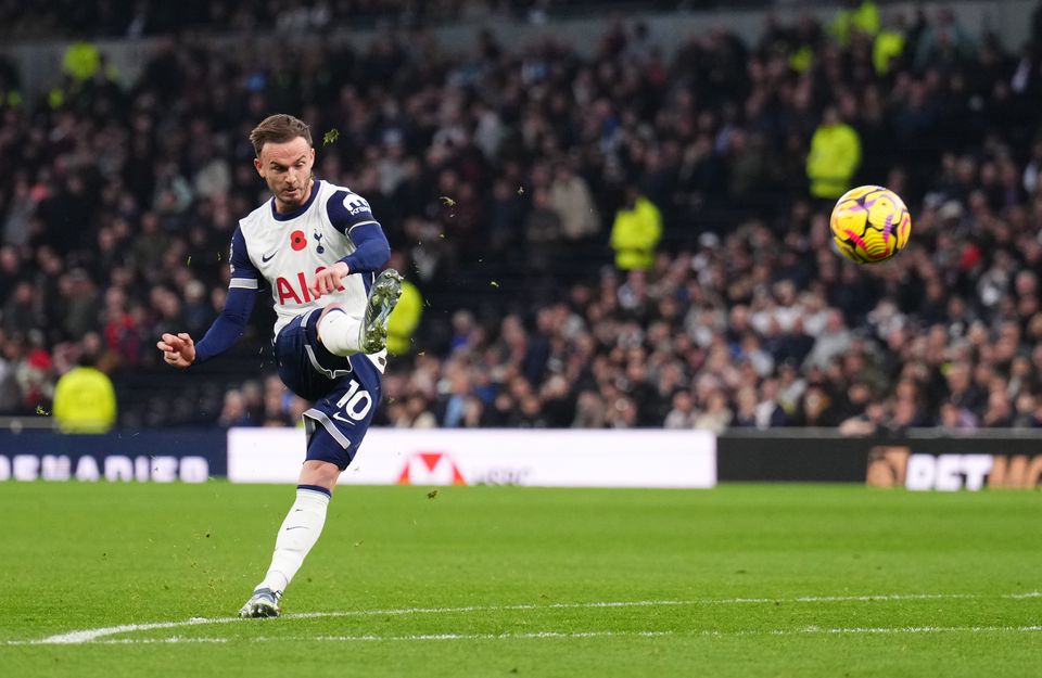 Substitute James Maddison scored Spurs’ fourth with a superb free-kick (John Walton/PA)