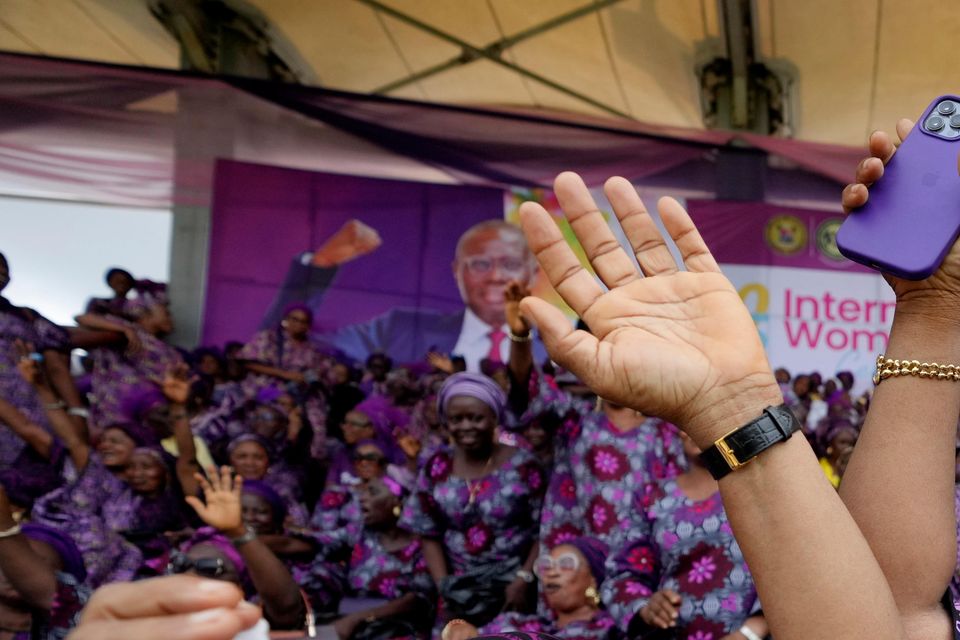 A day of celebration at the Mobolaji Johnson Stadium in Lagos, Nigeria (Sunday Alamba/AP)