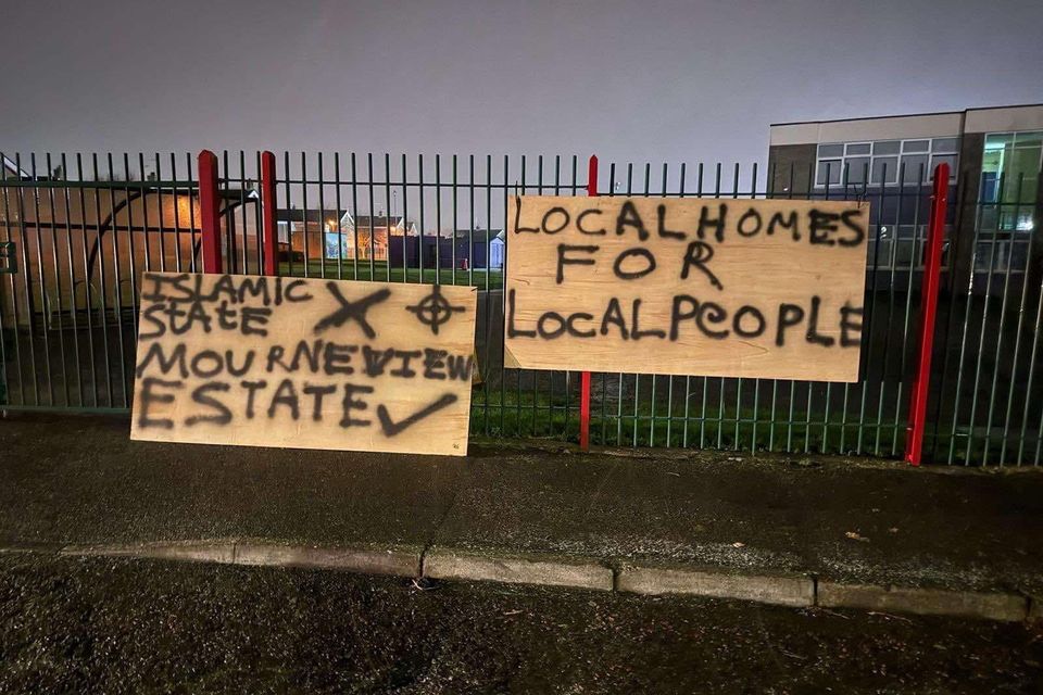 Signs erected outside a Co Armagh school