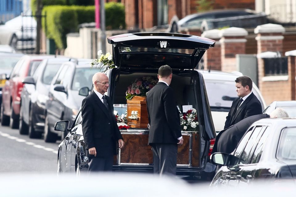 The funeral of loyalist John Boreland who was shot dead outside his North Belfast. Pic Kevin Scott