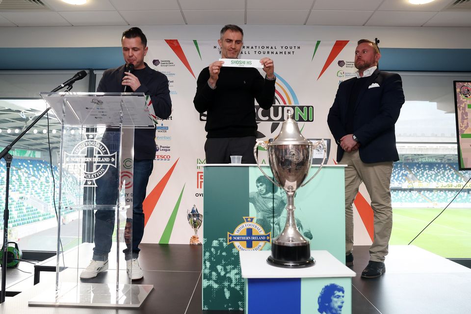 Aaron Hughes during the draw for the 2024 SuperCupNI