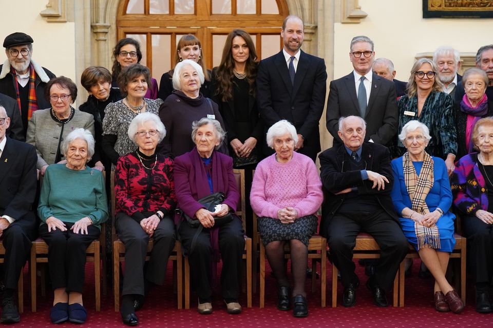 The Prince and Princess of Wales, (back row centre) flanked by Prime Minister Sir Keir Starmer and deputy Prime Minister Angela Rayner, pose for a photograph with attendees during a ceremony at London’s Guildhall (Arthur Edwards/The Sun)