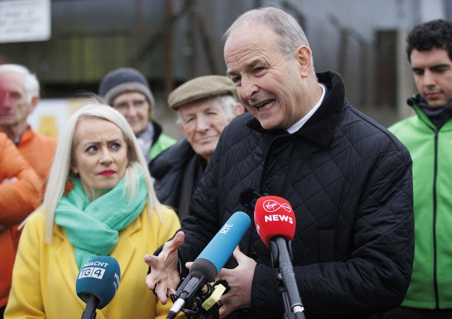 Micheal Martin speaking to reporters in Co Cavan (Liam McBurney/PA)