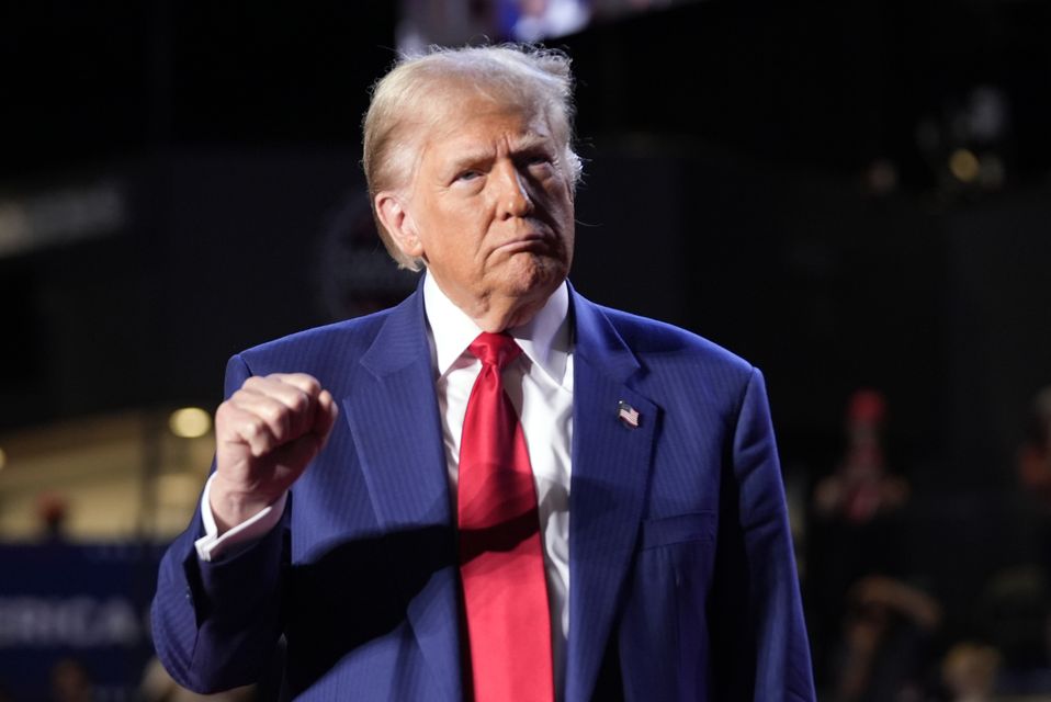 Republican presidential nominee former President Donald Trump gestures at a campaign rally (AP/Alex Brandon)