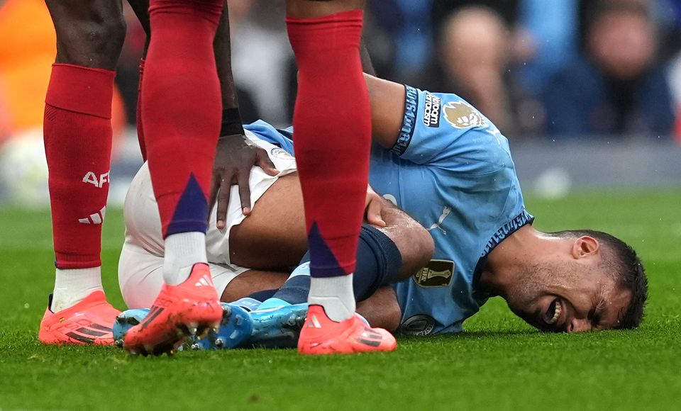 Rodri suffered a serious knee injury against Arsenal in September (Martin Rickett/PA)