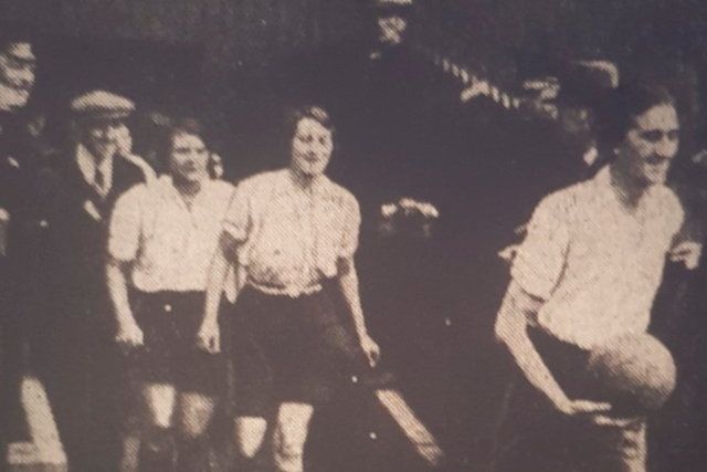 Molly Seaton (far right) leads a team out