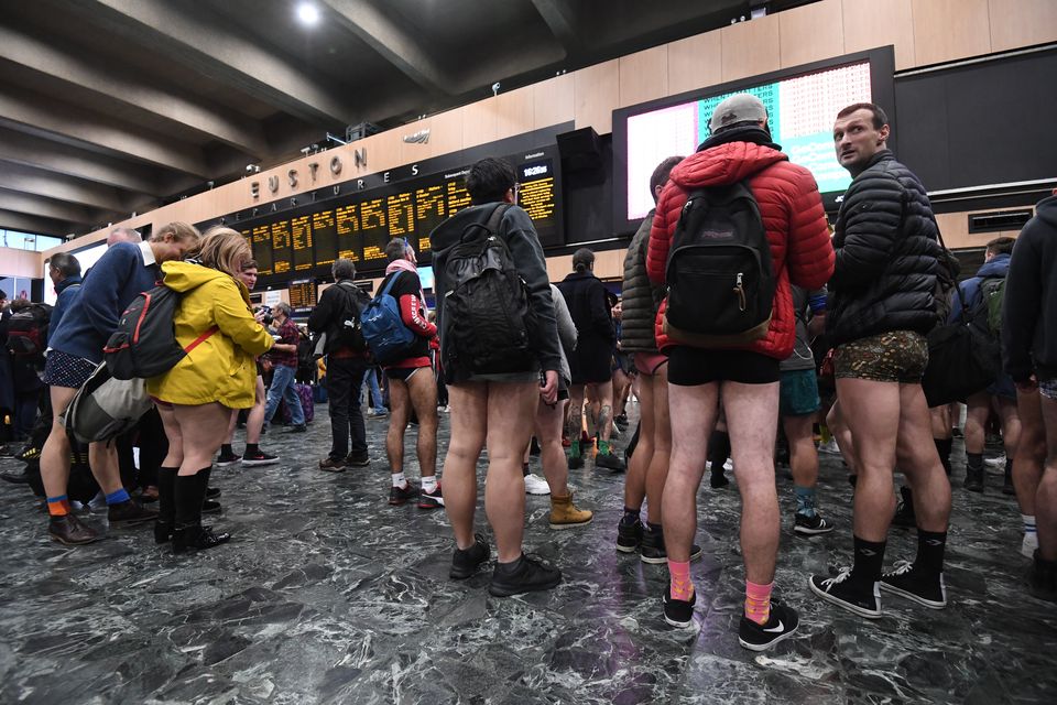 Commuters strip off to their pants for the annual No Trousers On