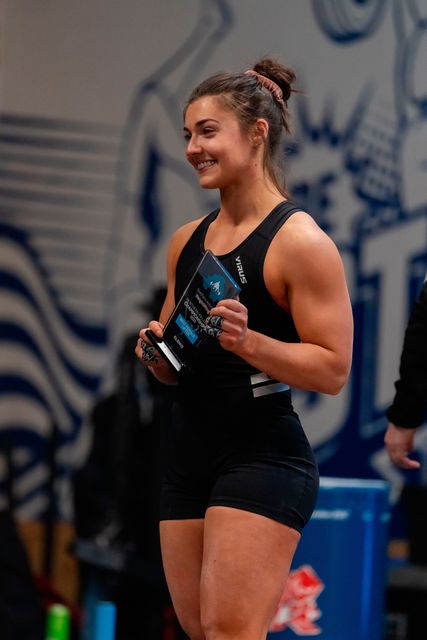 Rachel after winning the Best Female Lifter at the NI Championships last year