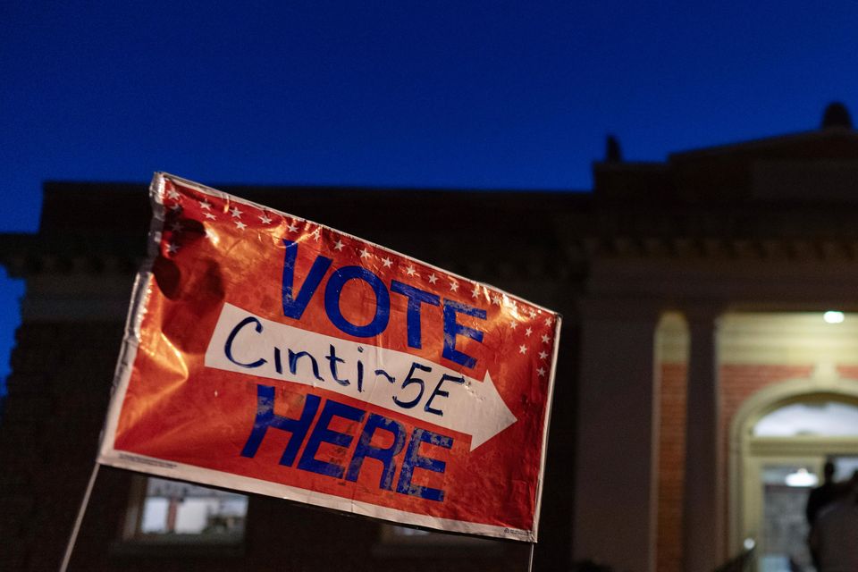 Voters line up to enter their polling place at the Cincinnati Observatory on Election Day in Cincinnati (Carolyn Kaster/AP)