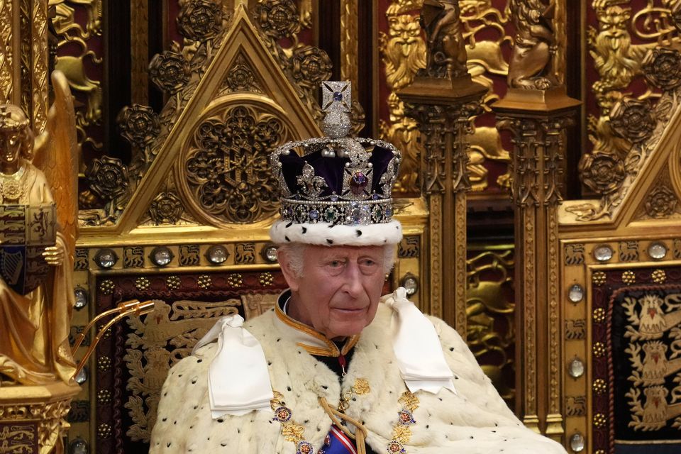 The King and Queen Camilla in the House of Lords Chamber (Kirsty Wigglesworth/PA)