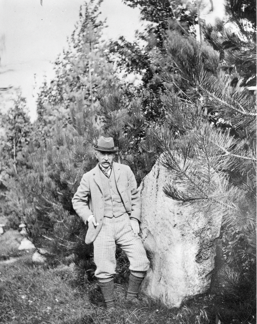 Thomas Hardy and the Druid Stone discovered during the construction of Max Gate (Dorset Museum &; Art Gallery/Dorset History Centre/PA)