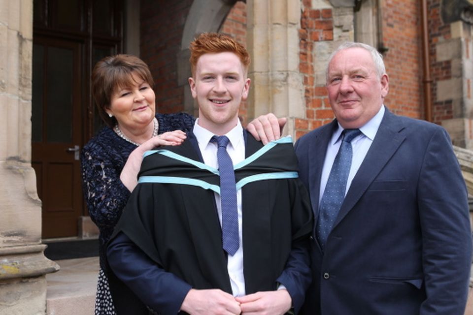 Celebrating is Bellaghy graduate Christopher Diamond along with his parents Margaret and Gerry. Christopher has graduated with a BScHons in Accounting from Queen's University Managment School.