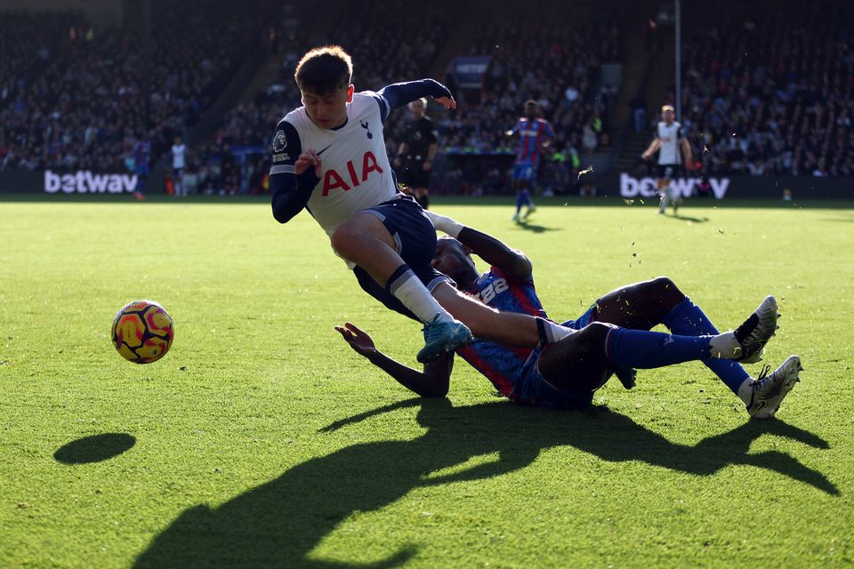 Mikey Moore (left) made his Premier League debut for Spurs (Steven Paston/PA)