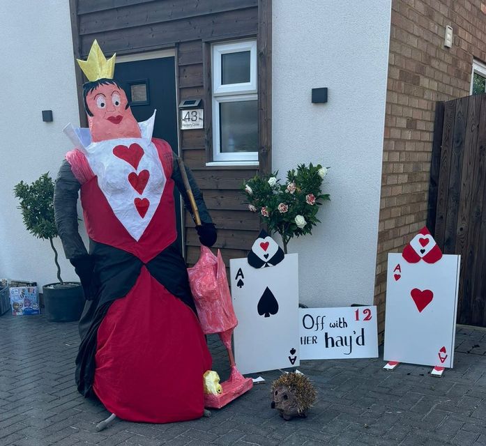 ‘Off with her Hay’d’ scarecrow (Great Paxton Scarecrow Festival/PA)