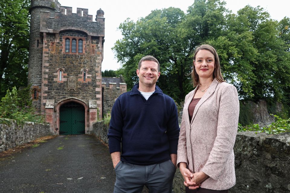Dermot with Alice Mansergh, Chief Executive of Tourism Ireland at Glenarm Castle. [Photo: William Cherry/Press Eye]