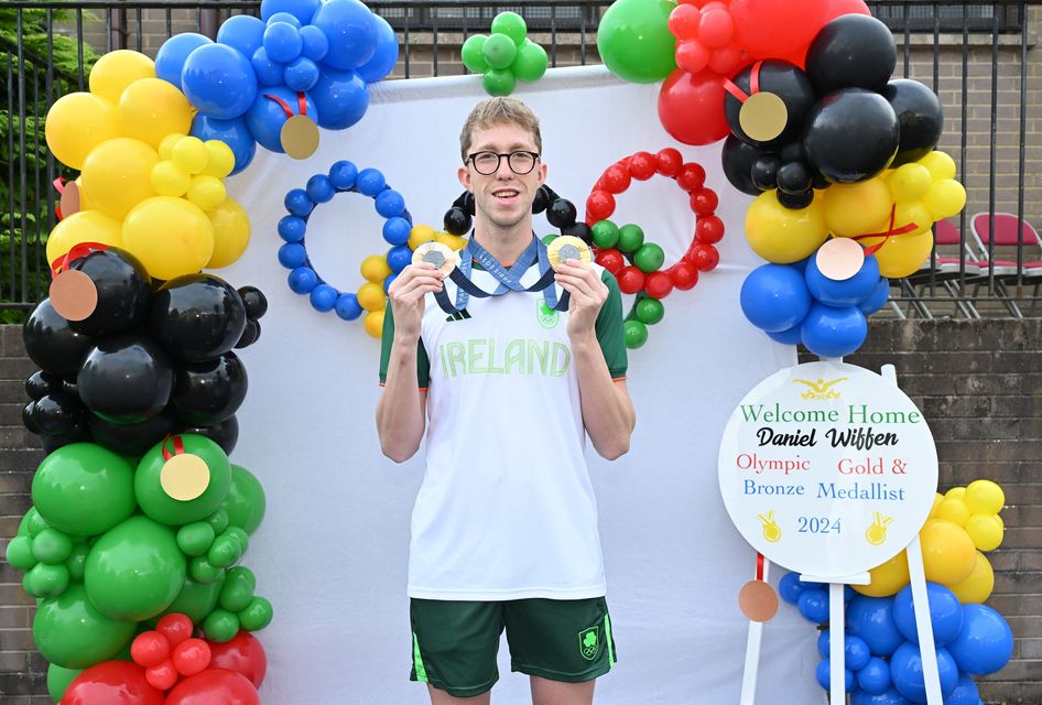 Daniel Wiffen pictured at Magheralin Parish church at a welcoming home party after the swimmer picked up a gold and a bronze medal at the Paris Olympics. (Pic: Stephen Hamilton)