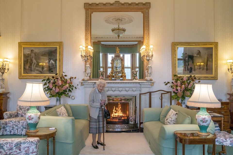 Queen Elizabeth II waiting in the Drawing Room before receiving Liz Truss for an audience at Balmoral Castle (Jane Barlow/PA)