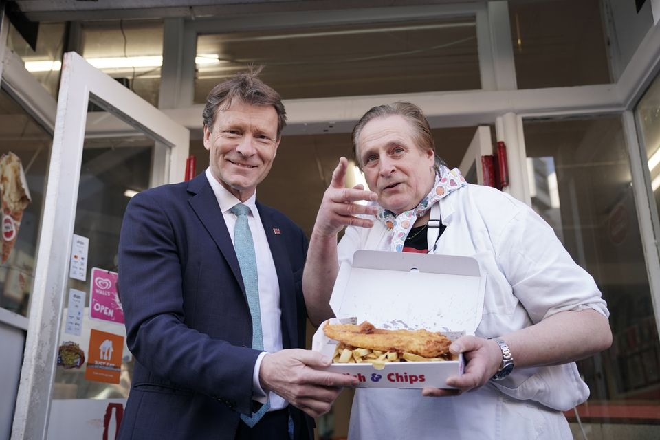 Richard Tice (left) was confident of success for Reform during his visit to Glasgow last week (Jane Barlow/PA)