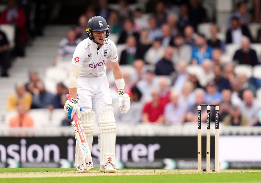 Ollie Pope reacts after losing his wicket for 154 (John Walton/PA)