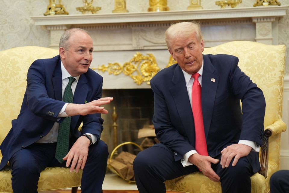 Taoiseach Micheal Martin during a bilateral meeting with US President Donald Trump (Niall Carson/PA)