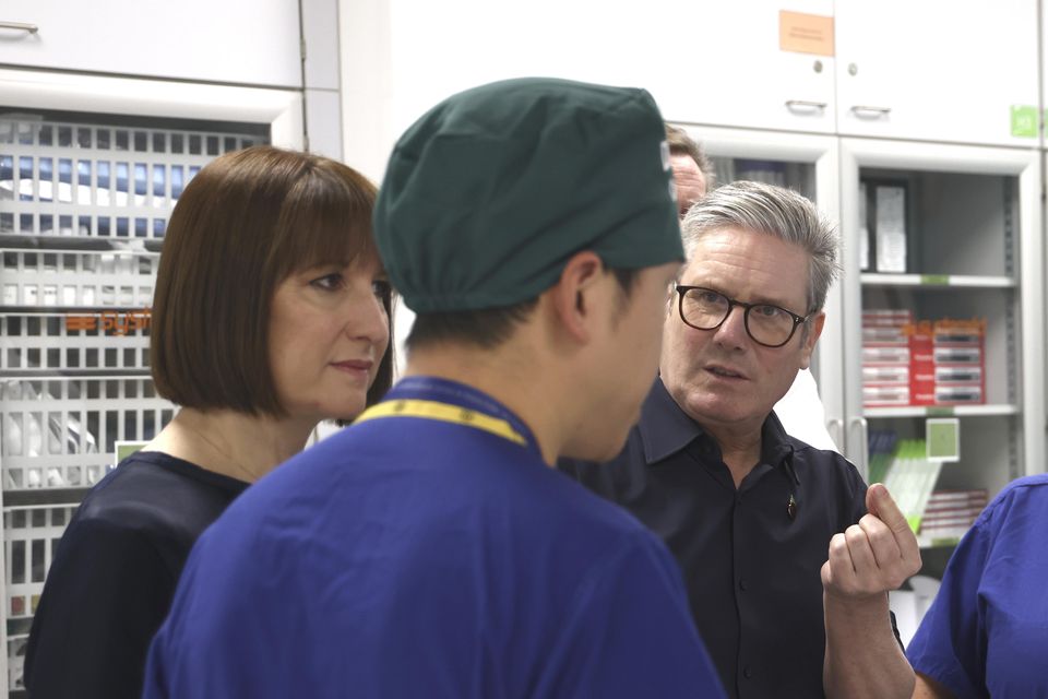 Prime Minister Sir Keir Starmer and Chancellor Rachel Reeves visited a catheterisation laboratory at University Hospital Coventry & Warwickshire (Darren Staples/PA)