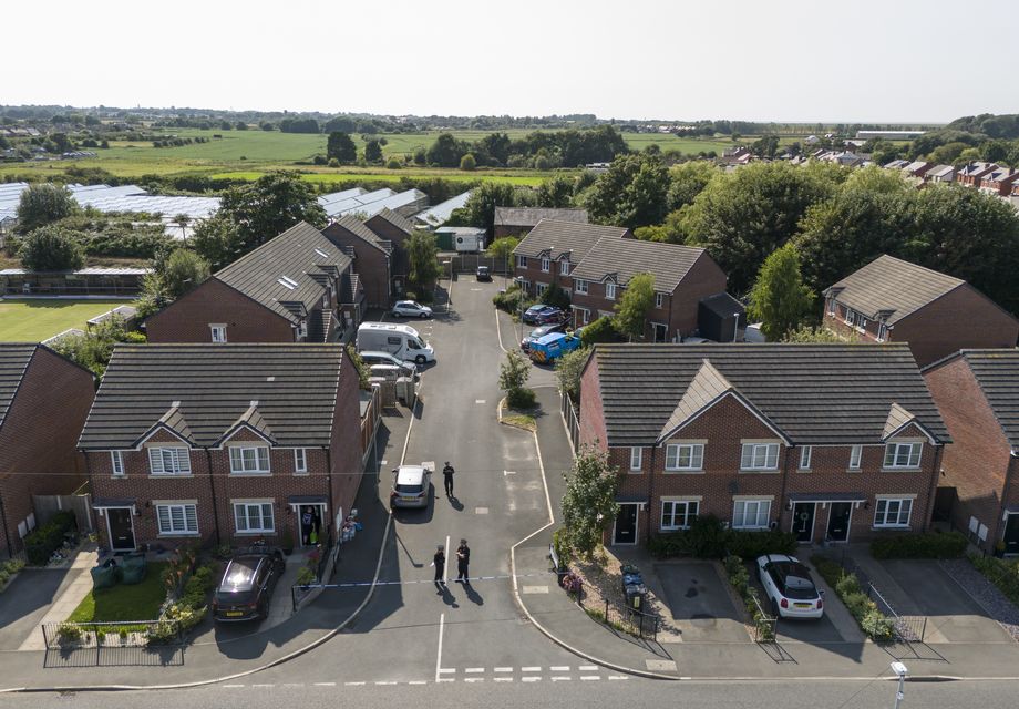 Police activity on Old School Close in the village of Banks, Lancashire, where Axel Rudakubana lived (PA)