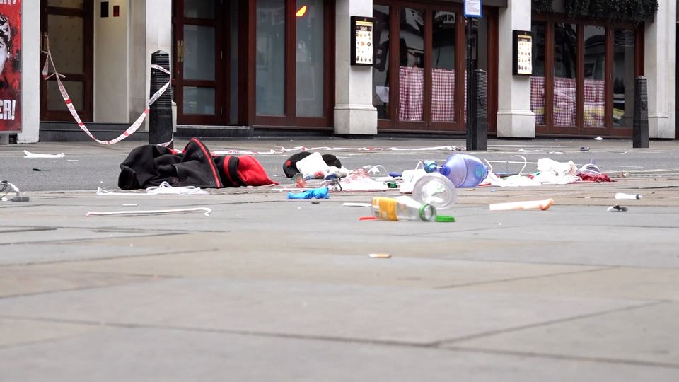 The scene on Shaftesbury Avenue (Shivansh Gupta/PA)