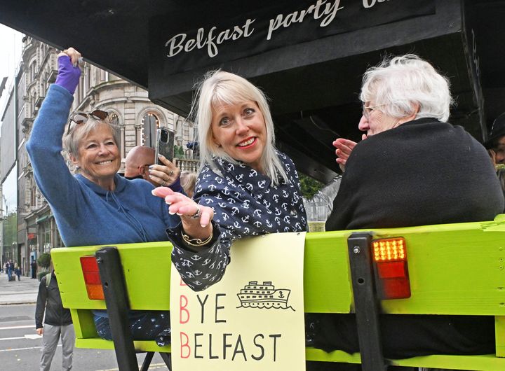 Stranded cruise ship passengers spend final night in Belfast aboard bike beer tour