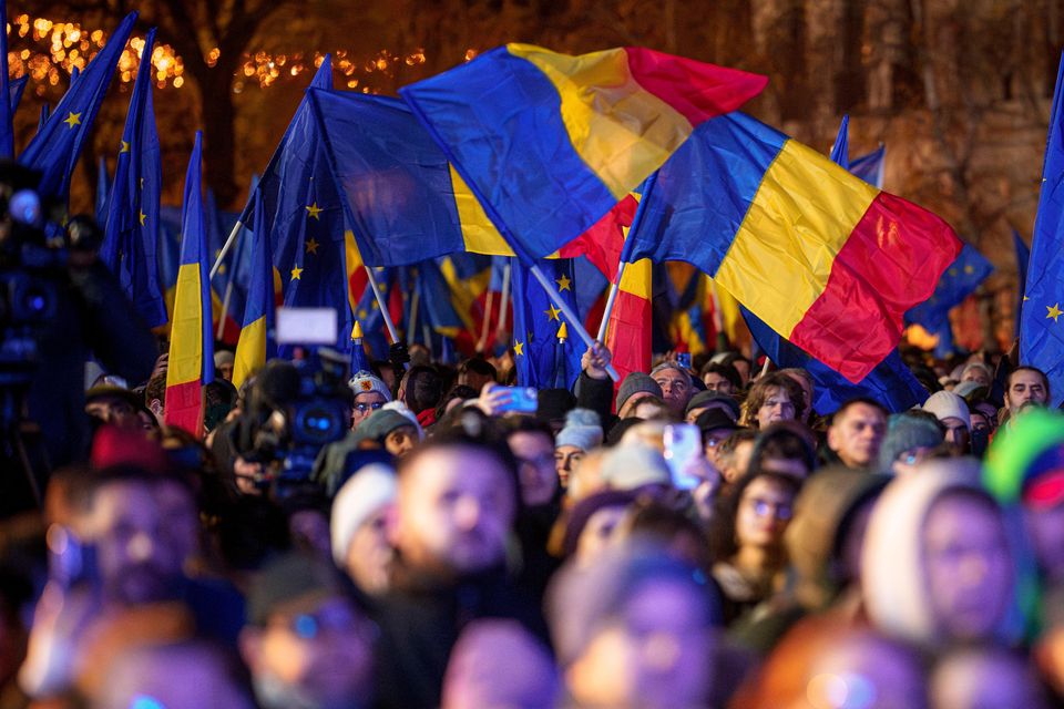 A pro-European rally was held following the first round vote (AP)