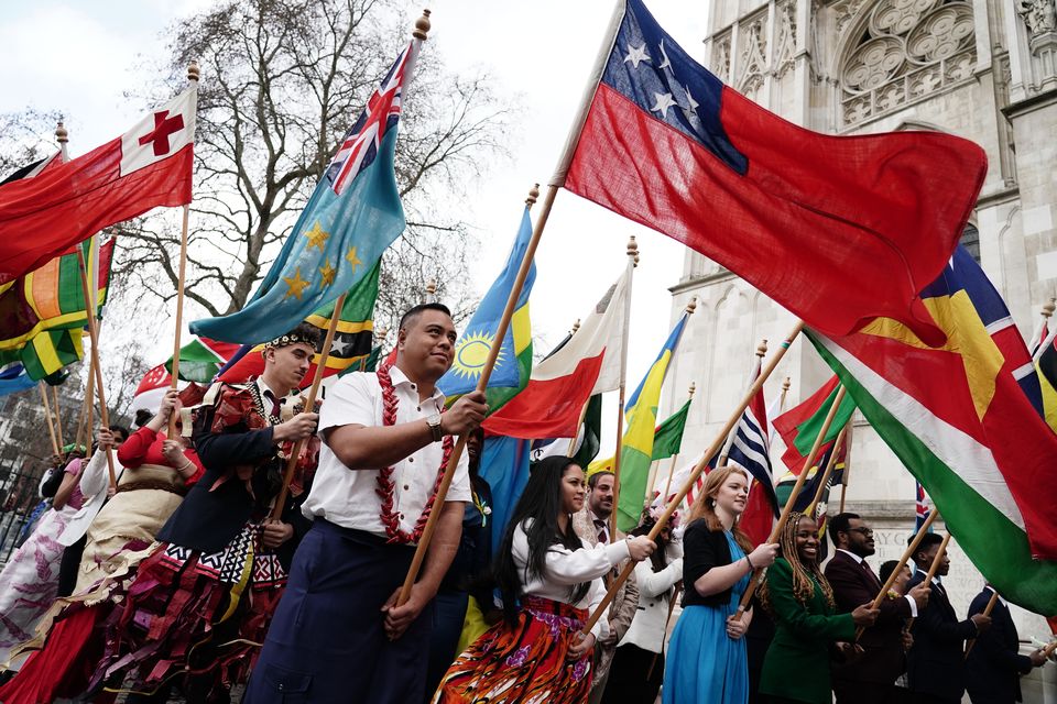 Flags will be paraded at the annual Commonwealth Day Service at Westminster Abbey (Jordan Pettitt/PA)