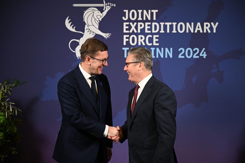 Prime Minister of Estonia Kristen Michal greets Sir Keir Starmer before talks in Tallinn, Estonia, on the second day of his two-day trip to Northern Europe (Leon Neal/PA)