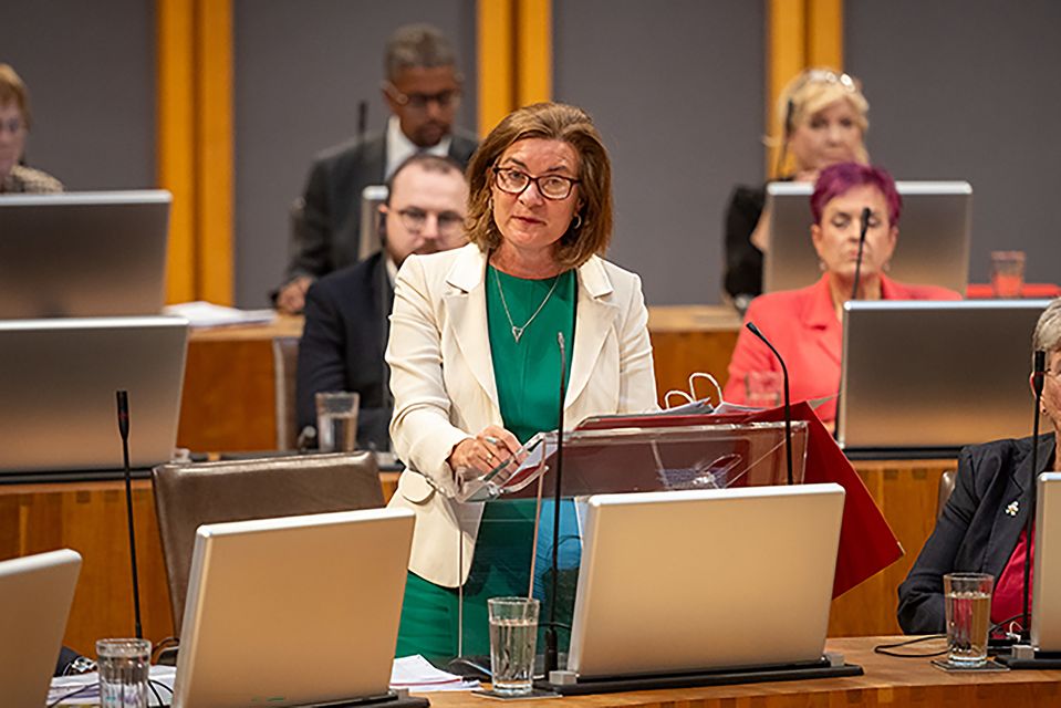 First Minister Eluned Morgan during First Minister’s Questions (Mark Lewis/Huw Evans/Senedd Commission/PA)