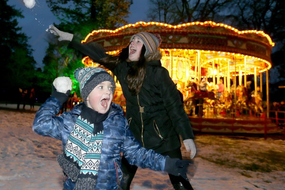PACEMAKER, BELFAST, 9/12/2017: Sarah and Ethan Gillespie from Limavady have fun in the snow at the Enchanted Winter Garden which opened on Saturday in Antrim's Castle Gardens. The annual Christmas event is now in it's fifth season.
Enchanted Winter Garden is running to 20 December in Antrim Castle Gardens, Antrim. For event information and tickets visit www.enchantedwintergarden.com
PICTURE BY STEPHEN DAVISON