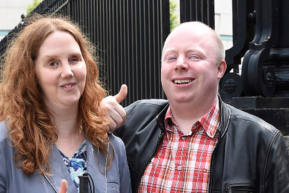 Joanna Toner and husband Barry outside the High Court yesterday