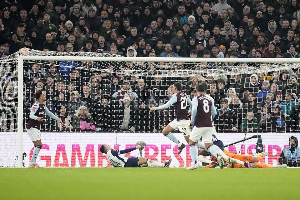 Morgan Rogers, centre, doubled Villa’s advantage at Villa Park (NIck Potts/PA)