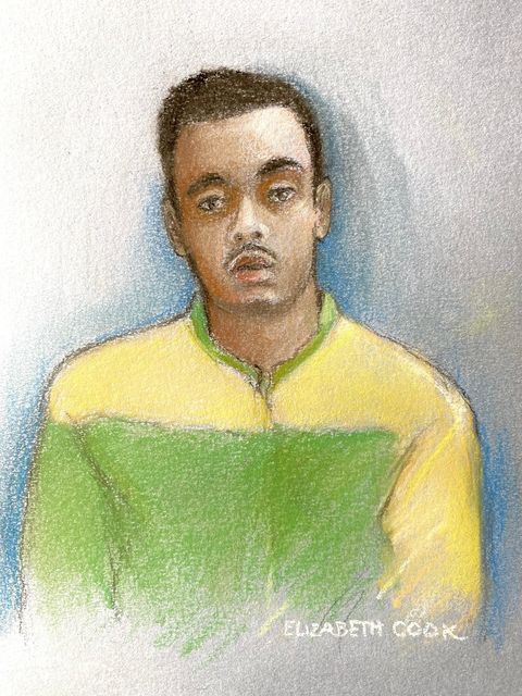 Nasen Saadi appearing via videolink at Winchester Crown Court, Hampshire, charged with the murder of Amie Gray and the attempted murder of Leanne Miles (Elizabeth Cook/PA)